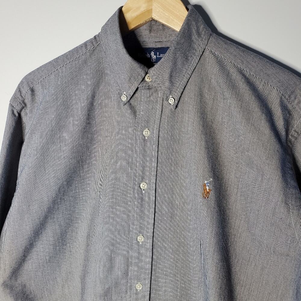 Ralph Lauren Blake Blue & Grey button up shirt Size Medium